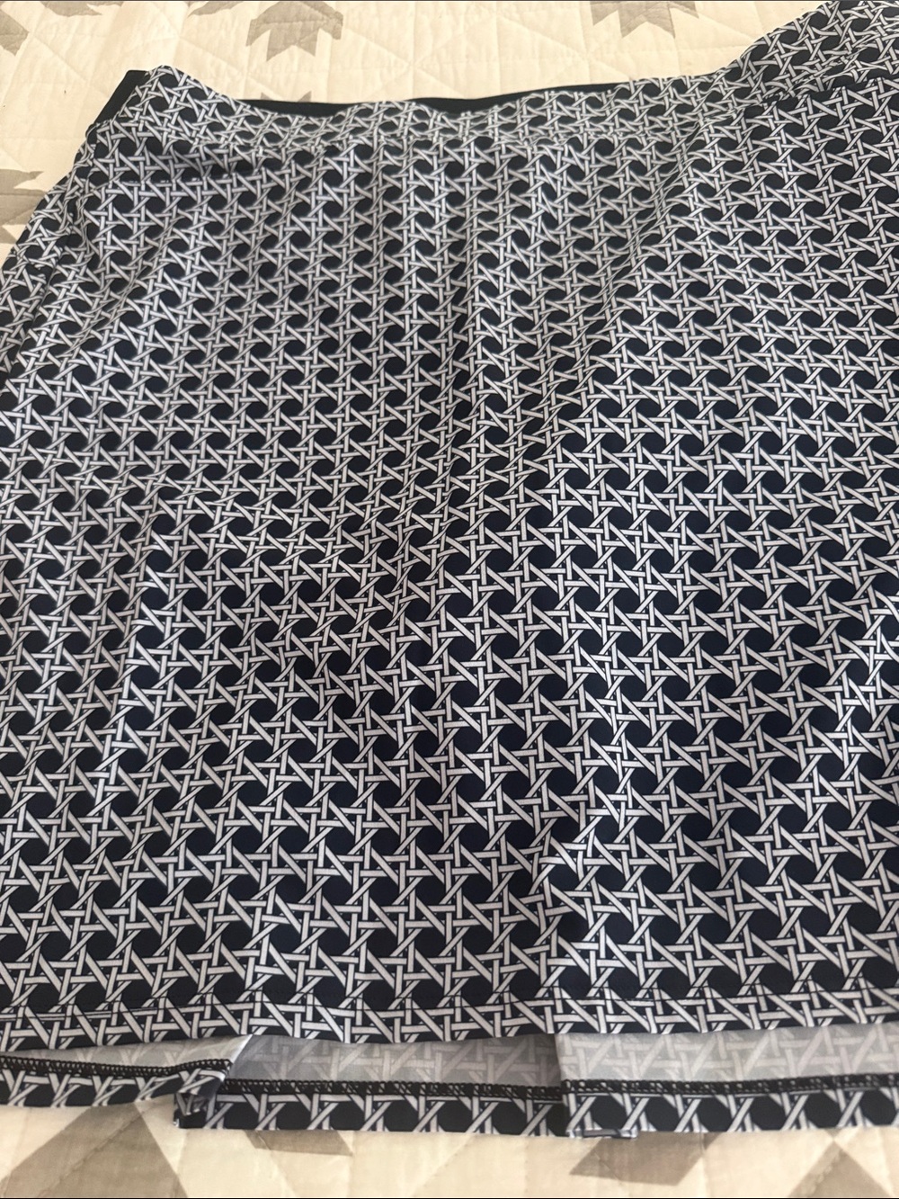 Chico’s Skirt with Shorts Navy and White Geometric Print Skirt